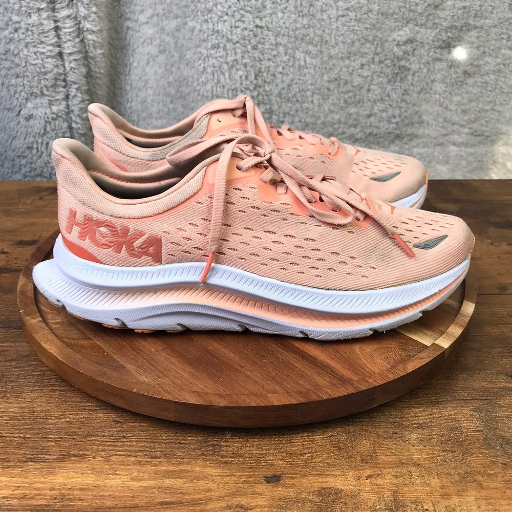 Hoka One One Kawana Running Shoes Womens 8.5B Peach Coral Running Sneakers
